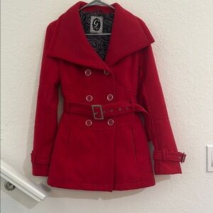 G by Guess Red Trench Coat with Belted Waist size small.